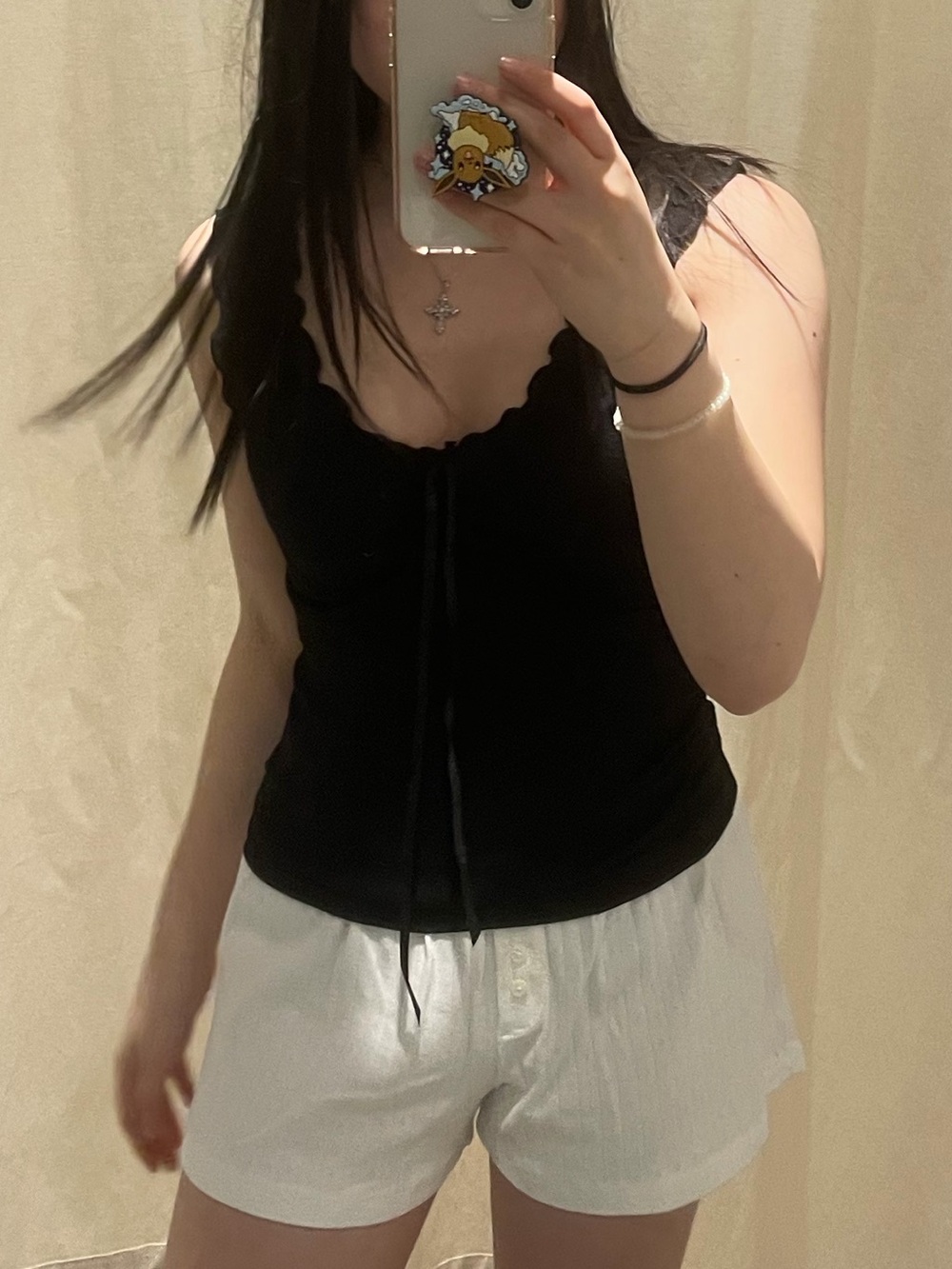 Brandy melville black ruffle tank with bow